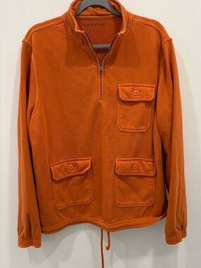Men's Sun And Stone Autumn Orange
Zip Pullover Size Large Cotton Blend